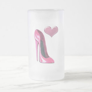 Roze hitte en Stiletto-schopplaat High Hiel Art Matglas Bierpul