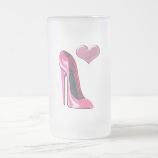Roze hitte en Stiletto-schopplaat High Hiel Art Matglas Bierpul (Center)