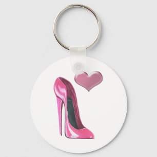Roze hitte en Stiletto-schopplaat High Hiel Art Sleutelhanger