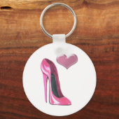 Roze hitte en Stiletto-schopplaat High Hiel Art Sleutelhanger (Voorkant)