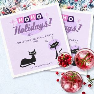 Roze Ho Ho Feestdagen Midcentury Modern Kerstmis Servet