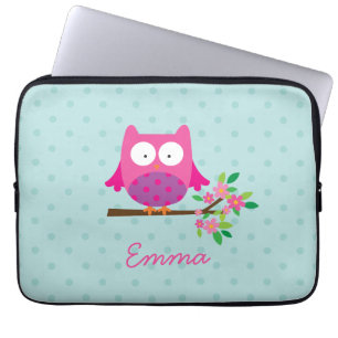 Roze hobbels op een speciaal voor een tak uitgerus laptop sleeve