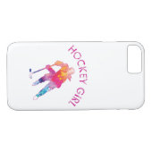 Roze hockey Girl Player Waterverf Case-Mate iPhone Case (Achterkant (Horizontaal))