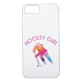 Roze hockey Girl Player Waterverf Case-Mate iPhone Case (Achterkant)