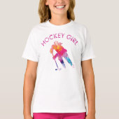 Roze hockey Girl Waterverf T-Shirt (Voorkant)