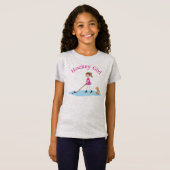 Roze Hockey Meisje Cartoon T-shirt (Voorkant volledig)