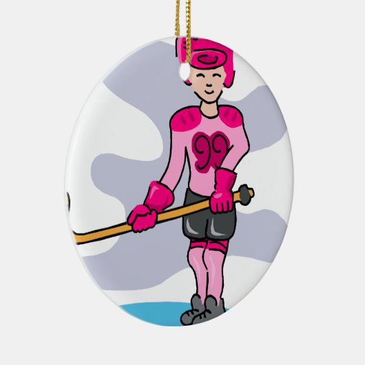 Roze hockeymeisje 99 keramisch ornament (Rechts)