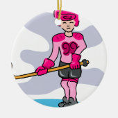 Roze hockeymeisje 99 keramisch ornament (Voorkant)