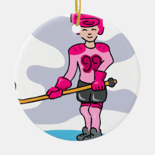 Roze hockeymeisje 99 keramisch ornament