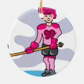 Roze hockeymeisje 99 keramisch ornament (Achterkant)