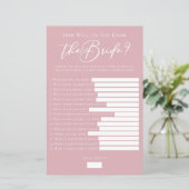 Roze hoe goed ken je het bruidsdouchespel (Staand voorkant)