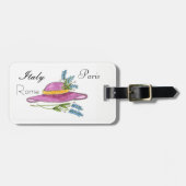 Roze hoed met bloemen bagagelabel (Voorkant horizontaal)