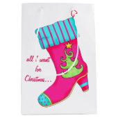 Roze hoefijzer, alles wat ik wil voor kerststopzet medium cadeauzakje (Voorkant)