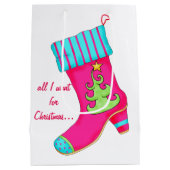 Roze hoefijzer, alles wat ik wil voor kerststopzet medium cadeauzakje (Achterkant)