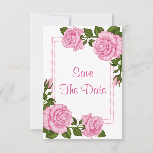 roze hoek Bouquets 100th Save the Date (Voorkant)