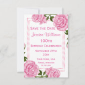 roze hoek Bouquets 100th Save the Date (Achterkant)
