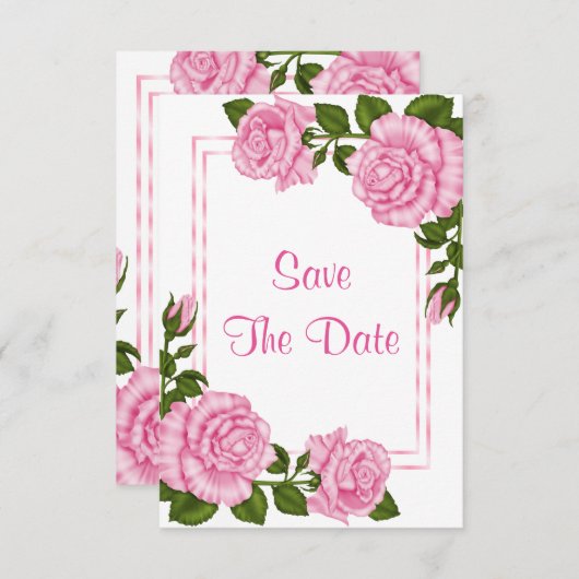 roze hoek Bouquets 60th Save the Date (Voorkant / Achterkant)