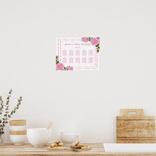 roze hoek Bouquets weddenschapenkaart Poster (Keuken)