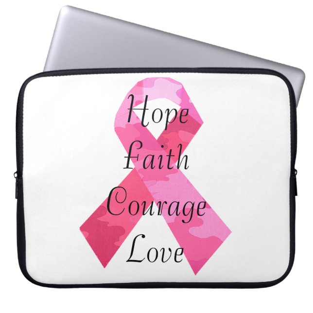 Roze hoes van Camouflage Ribbon Faith-laptop (Voorkant)