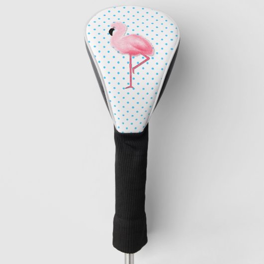 Roze Hoesje Flamingo Driver Golfheadcover (Voorkant)