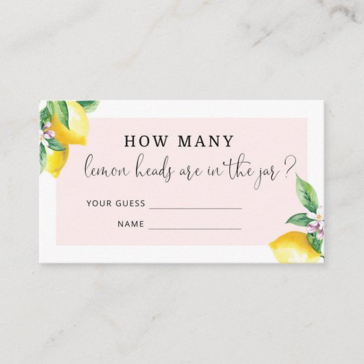 Roze Hoeveel citroenkoppen omhullingskaart Informatiekaartje (Voorkant)