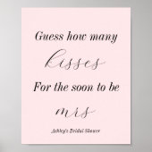 Roze Hoeveel Kusjes Bruiloftspartij Spellen Poster (Voorkant)