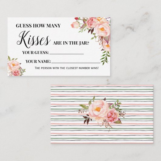 Roze hoeveel kussen Vrijgezellenfeest spel Kaart Plaatskaartje (Voorkant / Achterkant)