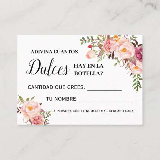 Roze Hoeveel snoepjes spelen tweetalige douchekaar Plaatskaartje (Achterkant)