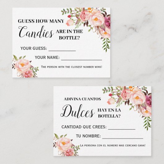 Roze Hoeveel snoepjes spelen tweetalige douchekaar Plaatskaartje (Voorkant / Achterkant)