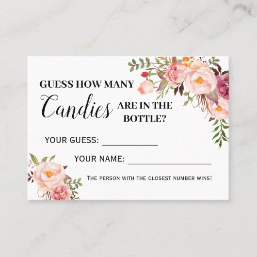 Roze Hoeveel snoepjes spelen tweetalige douchekaar Plaatskaartje (Voorkant)