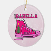Roze hofschoen gepersonaliseerd keramisch ornament (Links)