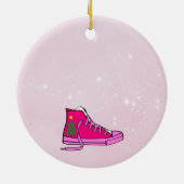 Roze hofschoen gepersonaliseerd keramisch ornament (Achterkant)