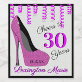 Roze Hoge Gehakte Schoen Verjaardagsfeestje Sparkl Wijn Etiket (Enkel label)