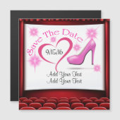 Roze Hoge Hak Bewaar de datummagneet Magnetische Uitnodiging (Voorkant / Achterkant)