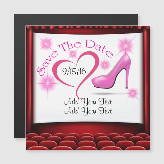 Roze Hoge Hak Bewaar de datummagneet Magnetische Uitnodiging (Voorkant / Achterkant)