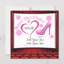 Roze Hoge Hak Bewaar de datummagneet Magnetische Uitnodiging