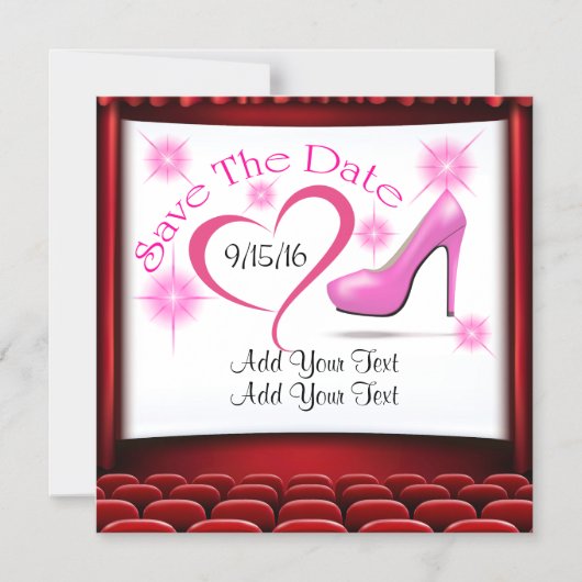 Roze Hoge Hak Bewaar de datummagneet Magnetische Uitnodiging (Voorkant)