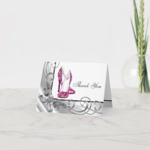 Roze hoge hak schoen bedankkaartjes bedankkaart