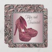 Roze Hoge Hak Schoenen Verjaardagsfeest Kaart (Voorkant / Achterkant)