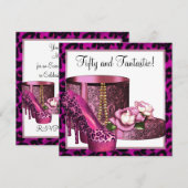 Roze Hoge Hak Schoenen Vrouwen Luipaard 50ste Verj Kaart (Voorkant / Achterkant)