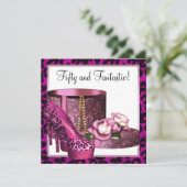 Roze Hoge Hak Schoenen Vrouwen Luipaard 50ste Verj Kaart (Staand voorkant)