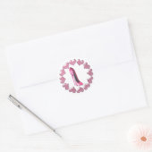 Roze Hoge Hak Stiletto Schoen Kunst & Harten Ronde Sticker (Envelop)