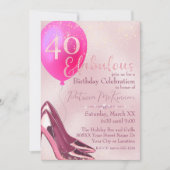 Roze Hoge Hak Stilettos Glitter 40e Verjaardag Kaart (Voorkant)