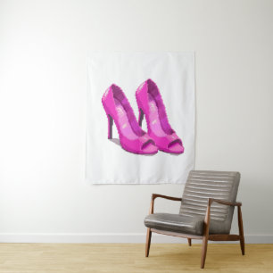 Roze Hoge Hakken 64-Bit Pixel Art Stijl Wandkleed