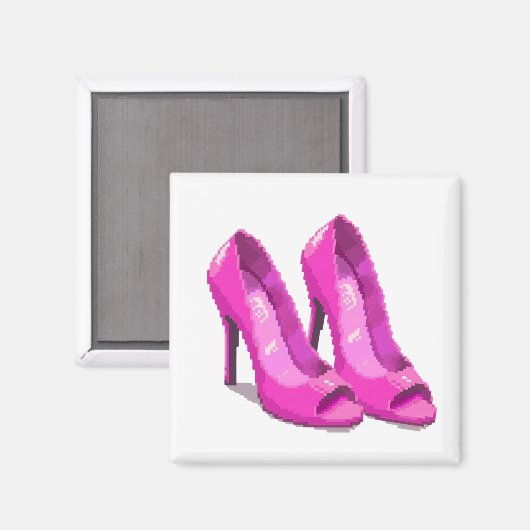 Roze hoge hakken 64-Bit pixelartstijl Magneet (Voorkant / Achterkant)