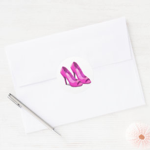 Roze hoge hakken 64-bits pixel art stijl ronde sticker