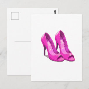 Roze hoge hakken 64-bits pixelartstijl briefkaart