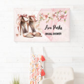 Roze hoge hakken bloem alcohol bruids douche spandoek (Insitu)