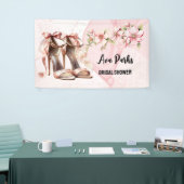 Roze hoge hakken bloem alcohol bruids douche spandoek (Beurs)