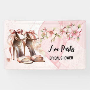 Roze hoge hakken bloem alcohol inkt bruiloft feest spandoek